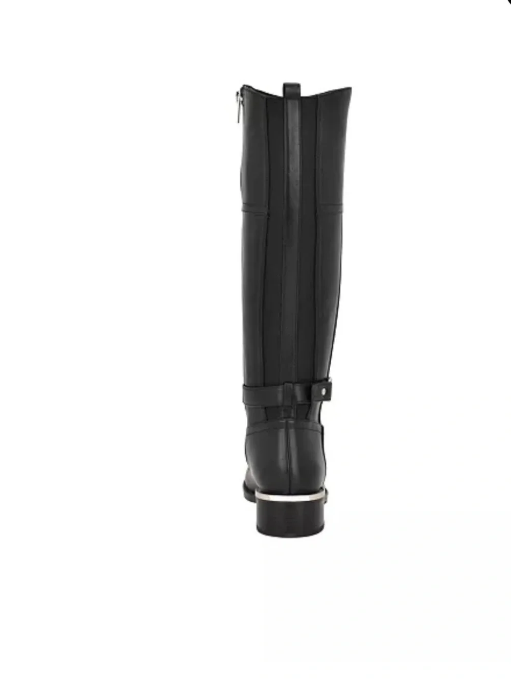 Calvin Klein Black Leather Over-the-Knee Riding Boots
